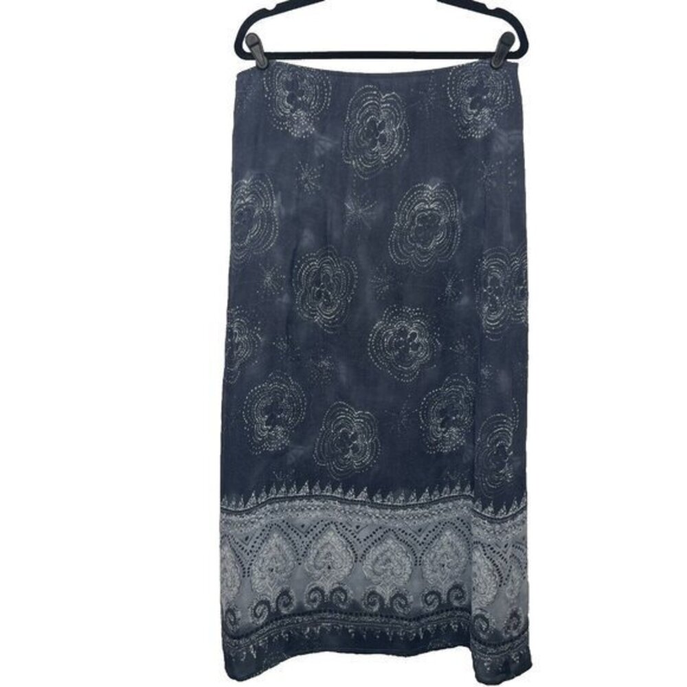 Vintage 90s Maxi Skirt‎ Small Rayon Lapis Los Angeles Gray Lined Rayon USA made